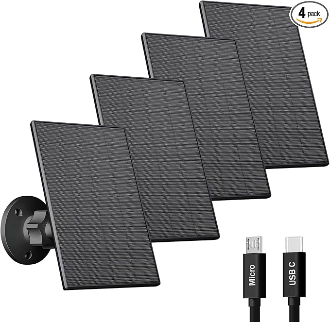 2W Solar Panel for Security Camera Outdoor, USB/USB-C Charger by VUEBEE