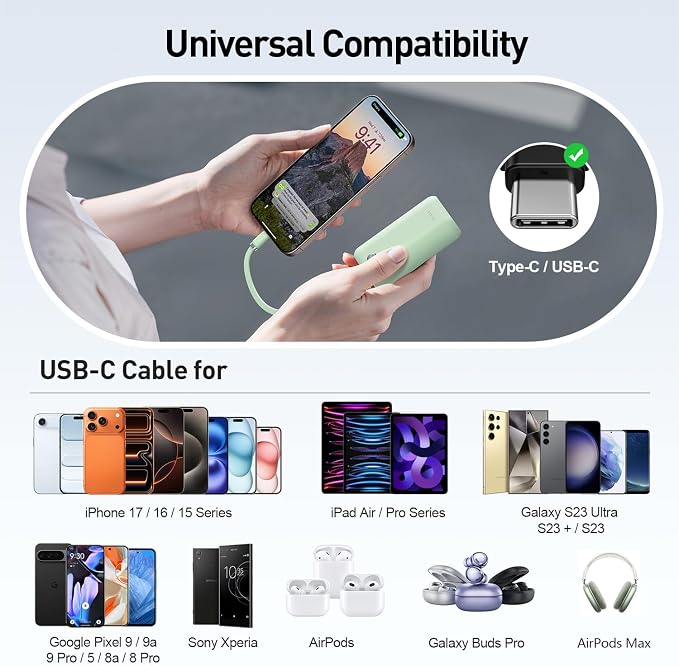 iWALK Mini Portable Charger 10, 22.5W USB-C Fast Charging Power Bank - Image 5