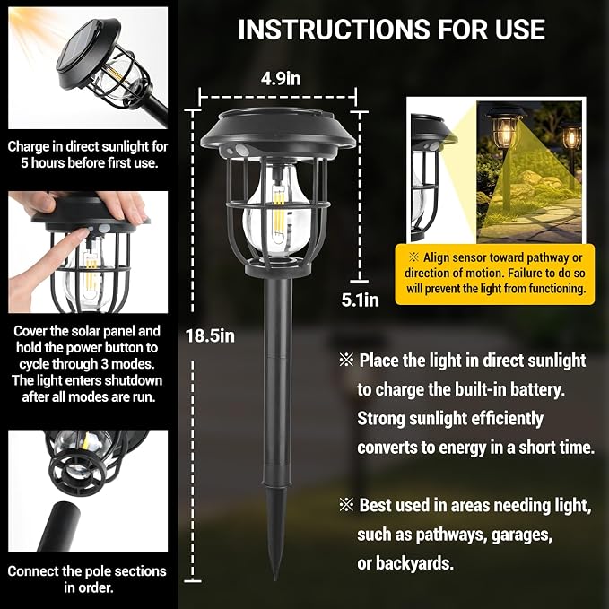 Solar Lights Outdoor, 8 Pack Waterproof LED Pathway Lights - Image 5