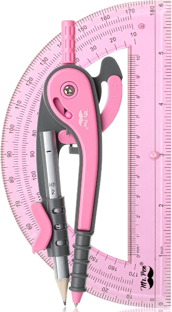 Mr. Pen- Geometry Compass and Protractor Set, 6 Inch Compass, 6 Inch Protractor by MrPen