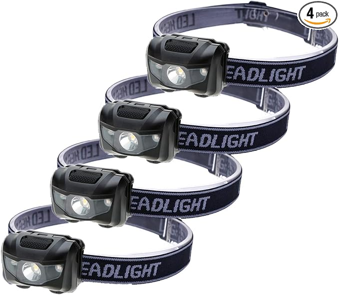 HappyOrange 4 Pack LED Headlamp, IPX4 Waterproof Headlight, 4 Modes by HappyOrange