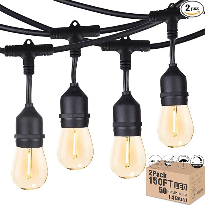 Outdoor String Lights LED 150FT Waterproof Heavy-Duty Patio Lights String by Meidaoduo