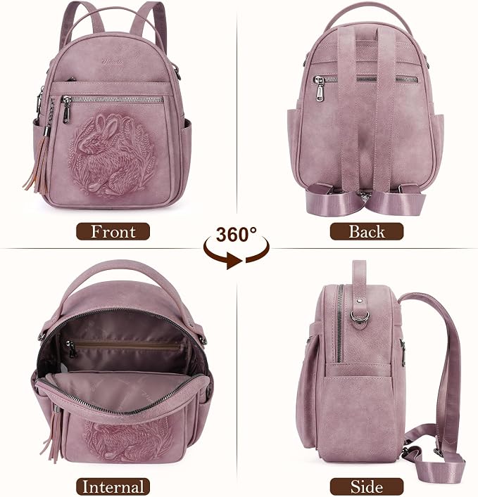 Mini Backpack Purse for Women, Embossed Leather Small Backpack Fashion Travel - Image 4