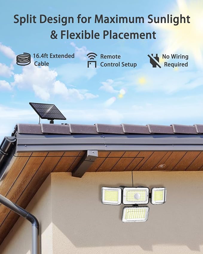 CLAONER Solar Outdoor Lights Motion Sensor 3500LM 288 LED Solar Security Lights - Image 2