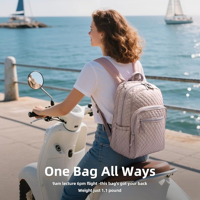 Backpack for Women, College Backpack, Quilted Casual Daypack, Waterproof - Image 2