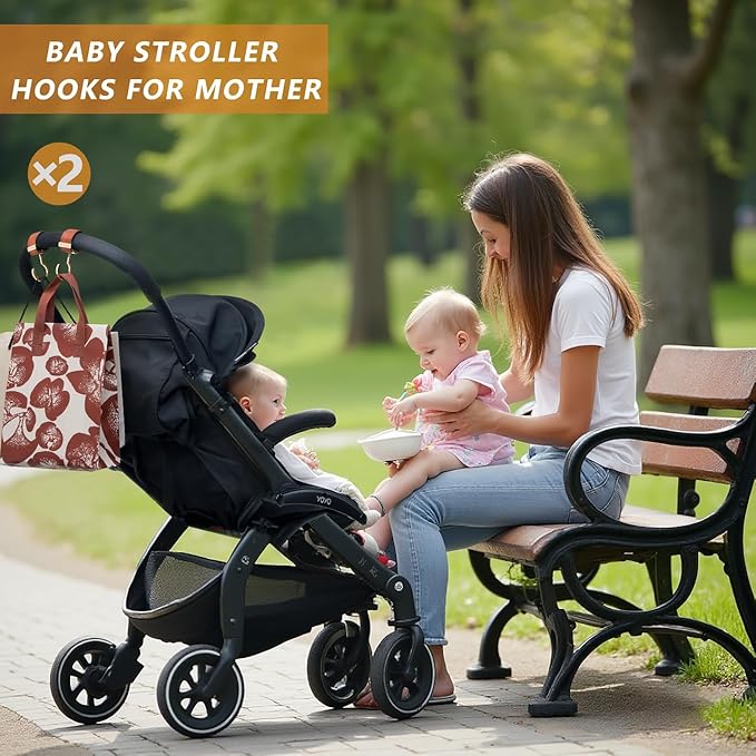 2 Pack Stroller Hooks, Strong Synthetic Leather Hook-and-Loop - Image 2