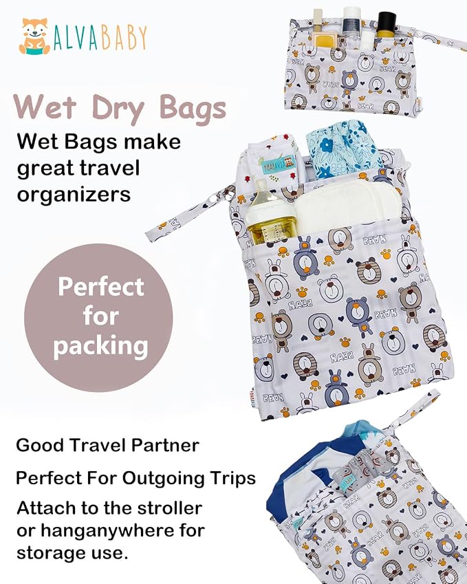 ALVA ALVABABY 3pcs Cloth Diaper Wet Dry Bags Waterproof Reusable - Image 5