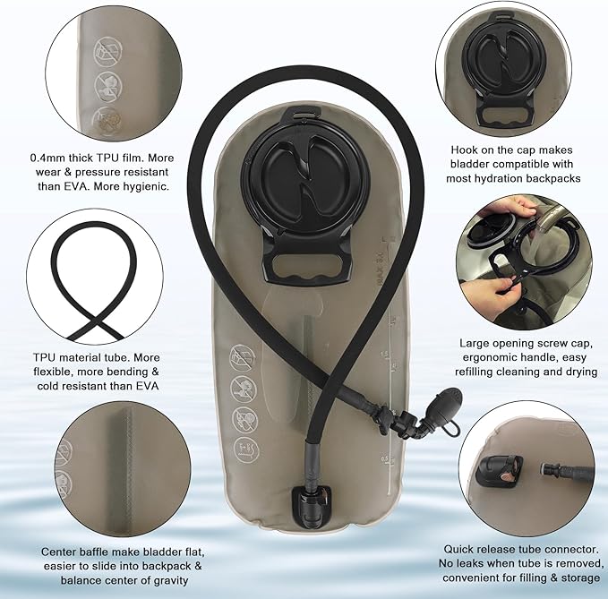 PETAC GEAR 1.5L / 3L Tactical Hydration Pack，Molle Carrier Pouch - Image 5
