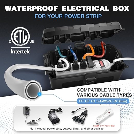 Flemoon Outdoor Electrical Box Waterproof, Medium Weatherproof Electrical Box - Image 2