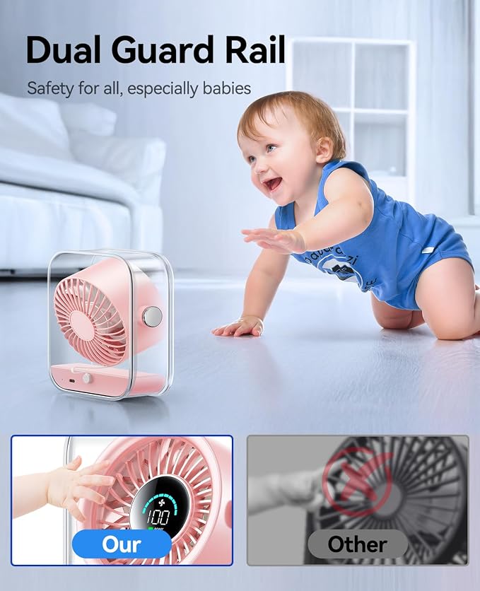 KIMMOO Rechargeable USB Desk Fan, Quiet Table Fan - Image 9