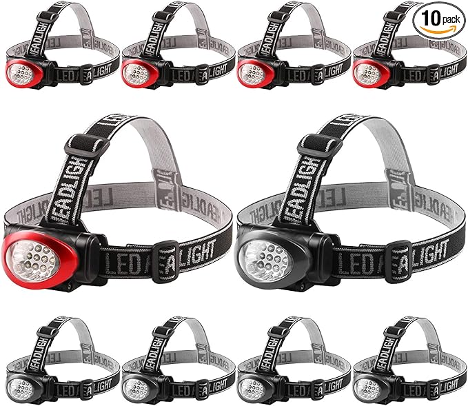 Lichamp Headlamp, 10 Pack 12 LED 3 Mode Portable Head Lamp Flashlight, Outdoor by Lichamp