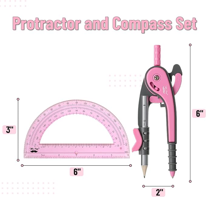 Mr. Pen- Geometry Compass and Protractor Set, 6 Inch Compass, 6 Inch Protractor - Image 2