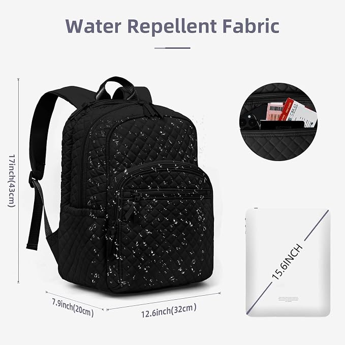 Backpack for Women, College Backpack, Quilted Casual Daypack, Waterproof - Image 3