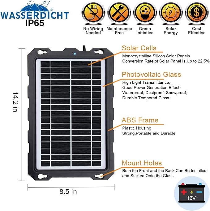 POWOXI-9W-Solar-Battery-Trickle-Charger-Maintainer -12V Portable Waterproof - Image 8