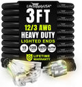 3ft Outdoor/Indoor Extension Cord 3-Outlet 12/3 Gauge Extra Heavy Duty 3 Prong by LifeSupplyUSA