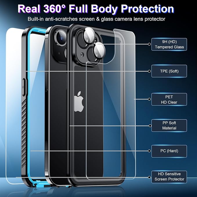 2025 New Designed for iPhone 15 Case Waterproof, Full Phone Case 6.1" - Image 4