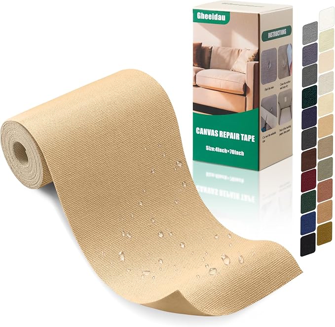 Gheeidau Canvas Repair Tape 4×70 Inch Waterproof Self-Adhesive Fabric Repair by Givethingsanewlife