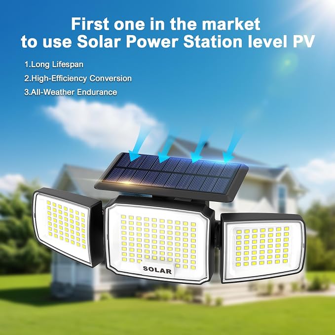 Solar Security Light Outdoor Super Bright LED, Motion Sensor Flood Light - Image 4