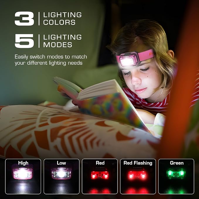 EverBrite Rechargeable Headlamp, 2 Pack Kids Headlamp - Image 2