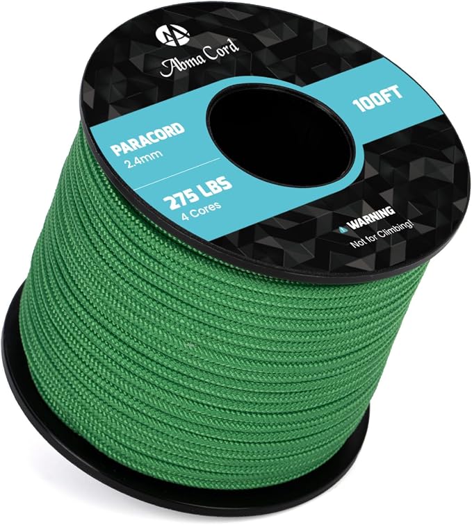 Abma Cord 2.4mm Paracord 275 100ft Nylon Rope 4 Strands Tactical Parachute Cord by Abma+Cord