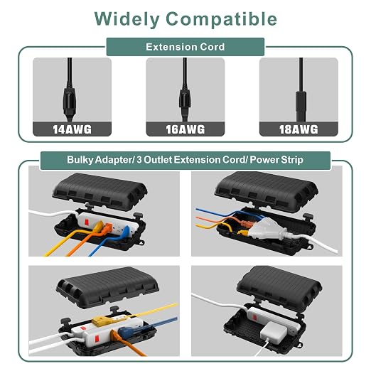 Outdoor Electrical Box, IP54 Waterproof Extension Cord Cover 9 Cable Entry - Image 2