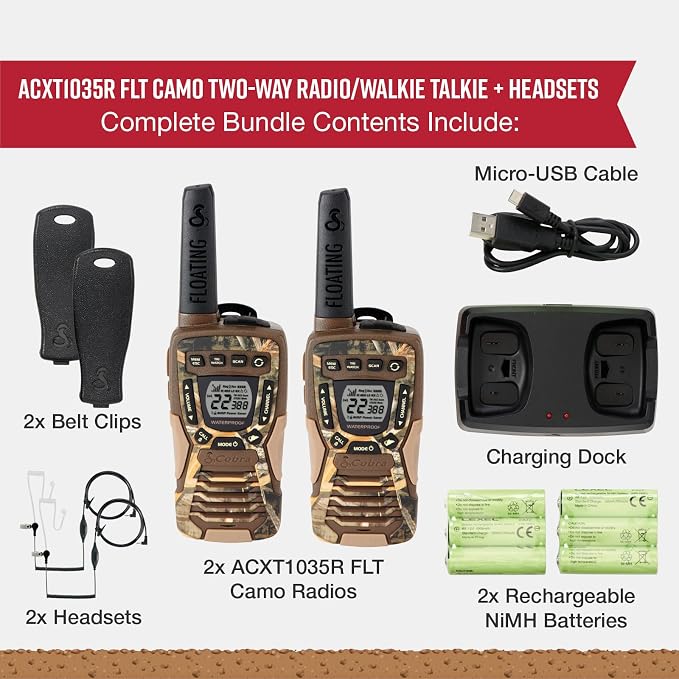 Cobra ACXT1035R FLT CAMO Floating and Waterproof Walkie Talkies - Image 6