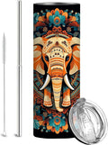 Firmiso 20 oz Tumbler｜Skinny Insulated Travel Mug｜Mandala Elephant Stainless by Firmiso