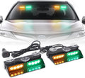 XRIDONSEN 2 in 1 Dash Emergency Strobe Lights Front/Rear Amber Green Windshield by XRIDONSEN