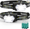9 LED Headlamp Battery Powered, 2 Packs 2000 Lumens Headlight, 6 AAA Batteries by PLUSINTO