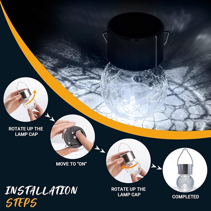 GIGALUMI Solar Lights Outdoor Waterproof, 12 Pack Solar Hanging Lights Garden - Image 6
