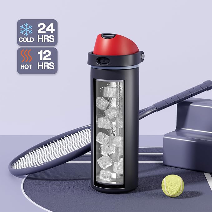 POWCAN 24 oz Stainless Steel Water Bottle: 2-in-1 Push-Button Spout & - Image 3