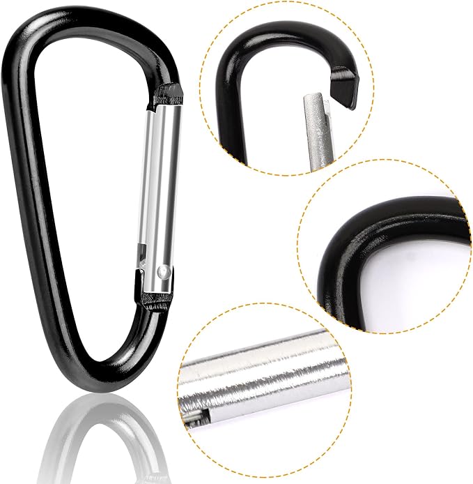 Carabiner Clips, Upins Aluminum Locking Spring Hook Keychain D Shape Heavy Duty - Image 3