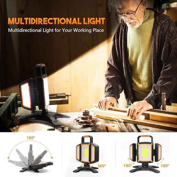 Tresda 30W Rechargeable Work Light, 3000 Lumen Magnetic Work Light Battery - Image 2