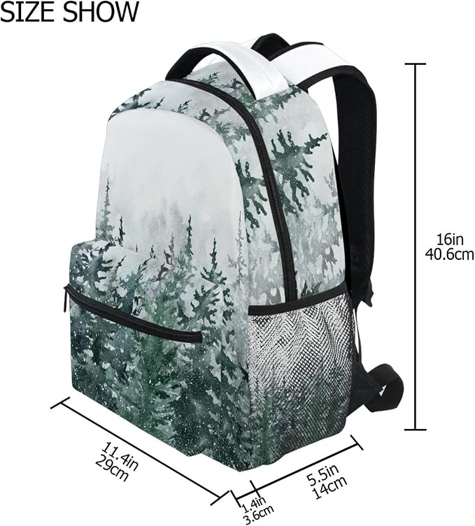 Winter Forest Kids Backpack Pinewood Tree School Backpacks Boys Girls Preschool - Image 2