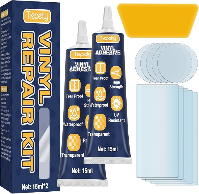 Tiepetly Vinyl Repair Kit Transparent, Air Mattress Patch Kit Heavy Duty by Tiepetly