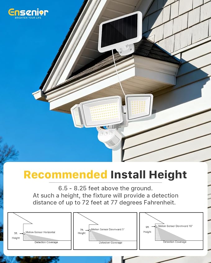 Ensenior 5 Motion Sensor Modes Solar Security Light, 1800LM 270° Wide Angle 3 - Image 7