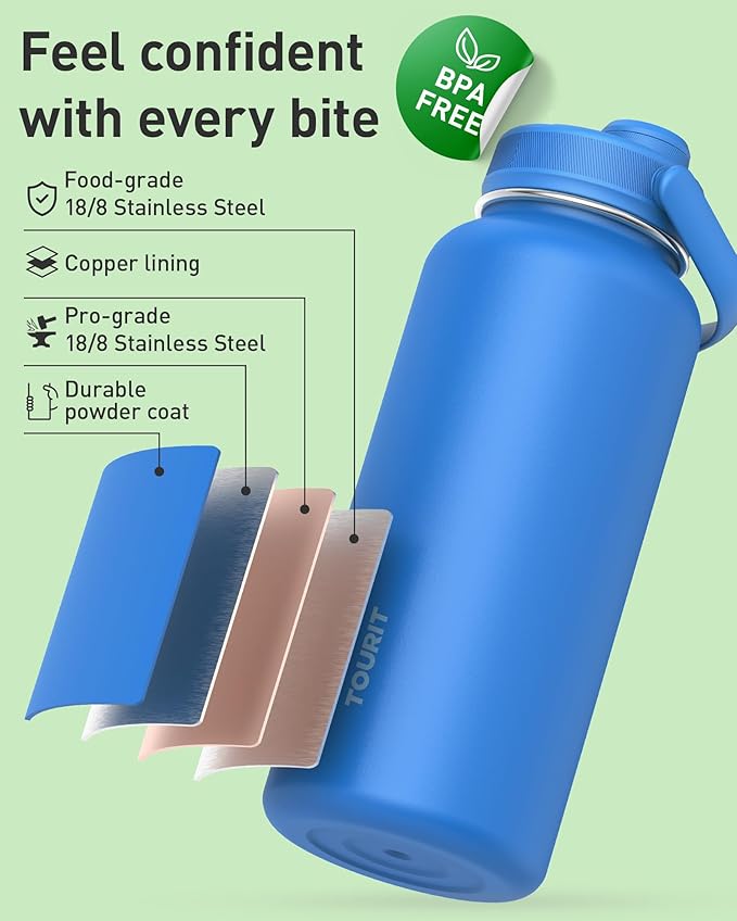 TOURIT 24 oz Insulated Water Bottle, Stainless Steel Sports Water Bottles - Image 2
