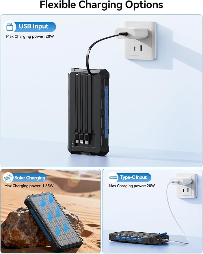 Solar-Charger-Power-Bank - 20000mah Solar Powered Battery Charger Cell Phone - Image 5