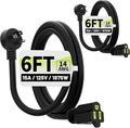Vockjour 6 FT 2 Pack Black Low Profile Flat Plug 14 Gauge Heavy Duty Extension by Vockjour