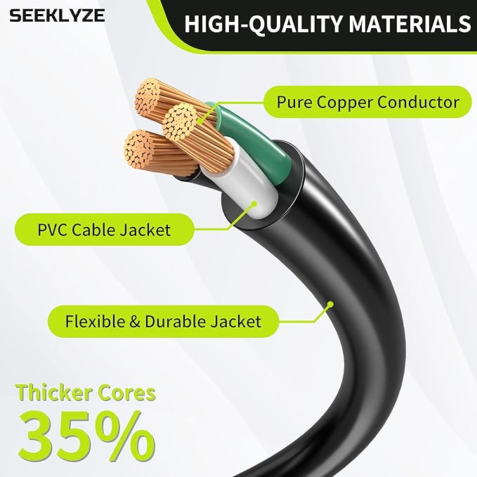 Short Extension Cord 1FT 12 Pack, 16 AWG Black Power Cord Indoor - Image 3