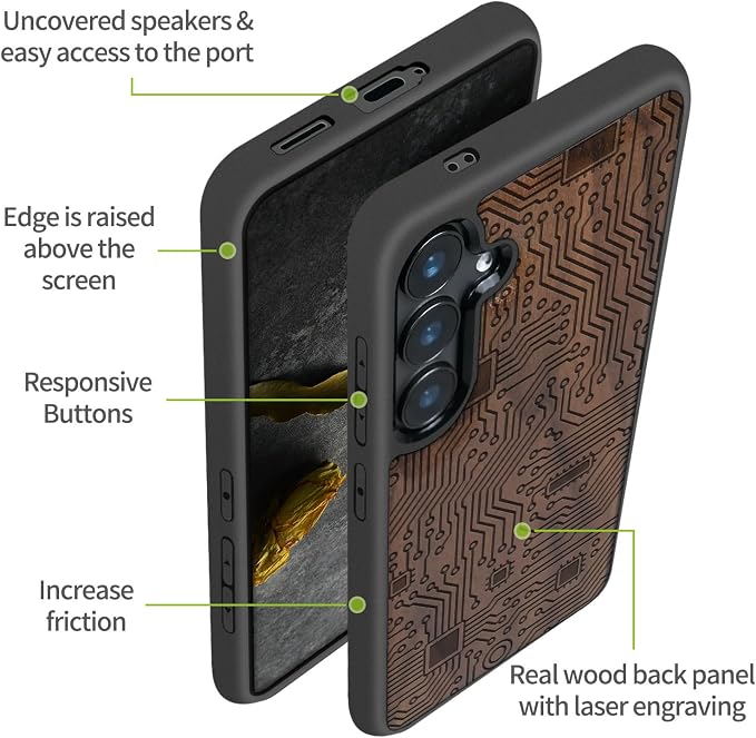 Carveit Wood Case for Galaxy S24 Plus Case Shockproof Protective Cover Unique - Image 6
