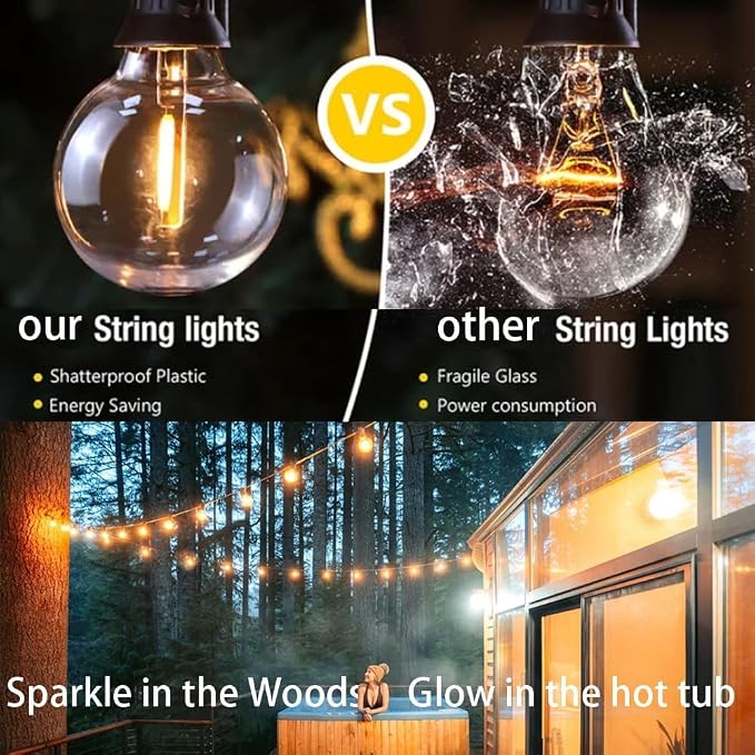 Lampat String Lights, LED 100 Light Bulbs, 100Ft G40 Globe String Lights - Image 5