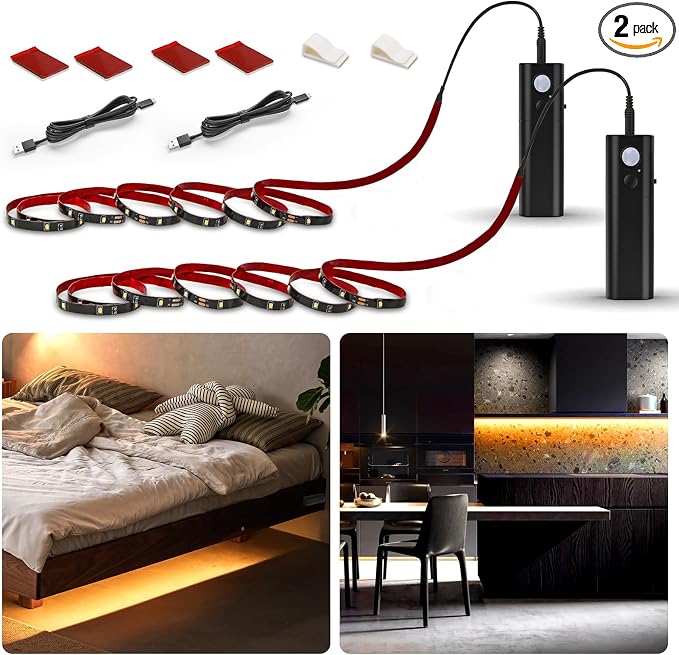 WOBANE Rechargeable Motion Sensor Strip Light, LED Closet Lights, Upgraded by WOBANE