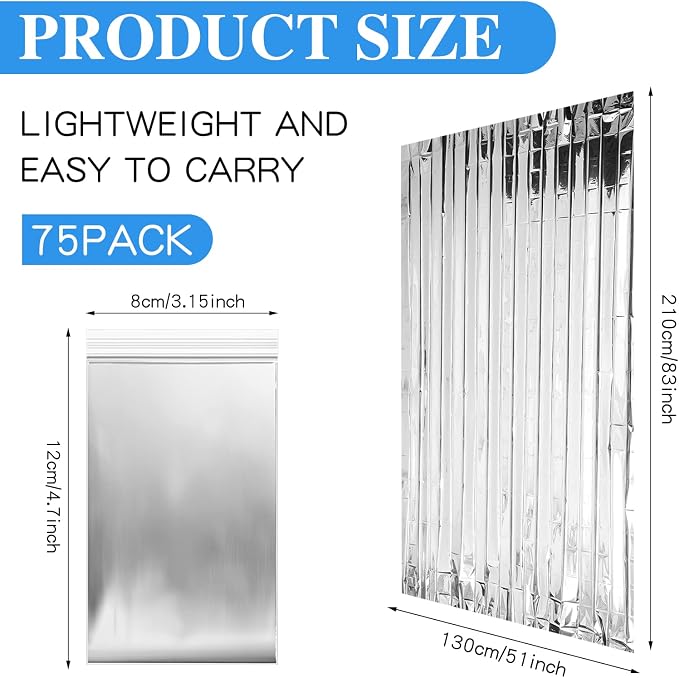 Macarrie 75 Pack Emergency Foil Thermal Blankets Silver Foil Survival Space - Image 2