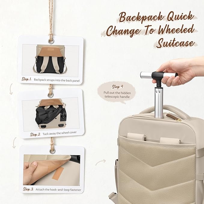 GOLF SUPAGS Rolling Backpack for Women 17 Inch Convertible Travel Laptop - Image 5