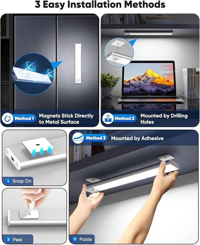 Under Cabinet Lighting, 10 Inch LED Battery Operated Rechargeable Motion Sensor - Image 4