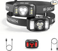 Upgraded Headlamp Rechargeable, Ultra Bright Headlight Flashlight by GloworPath
