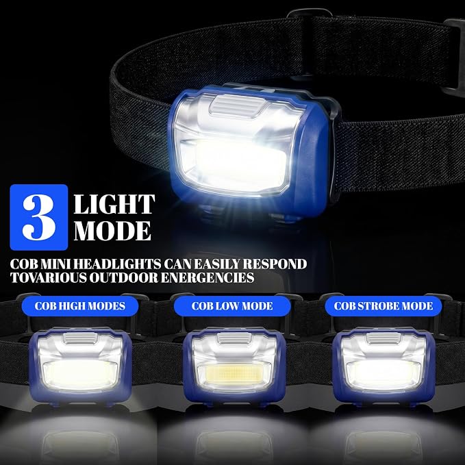 Macarrie LED Headlamps IPX4 Waterproof 3 Modes Headlamp Flashlight Bright Head - Image 6