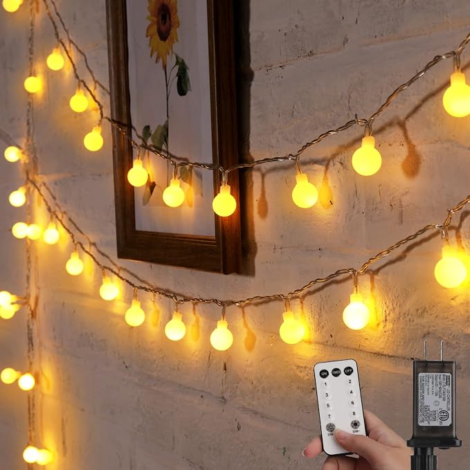 Minetom Globe String Lights, 33 Feet 100 Led Fairy Lights Plug in, 8 Modes by Minetom