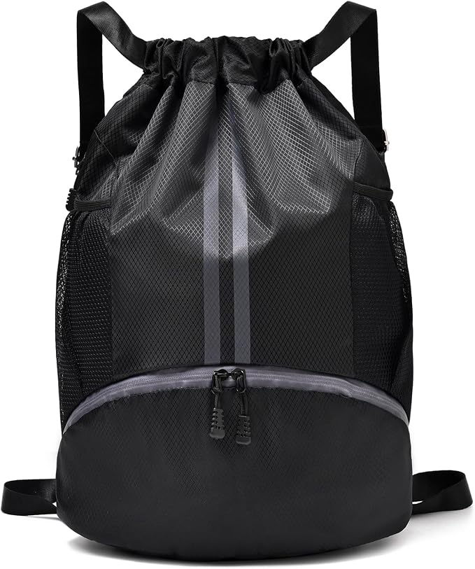 LOKAPEGY Black Drawstring Gym Bag by LOKAPEGY
